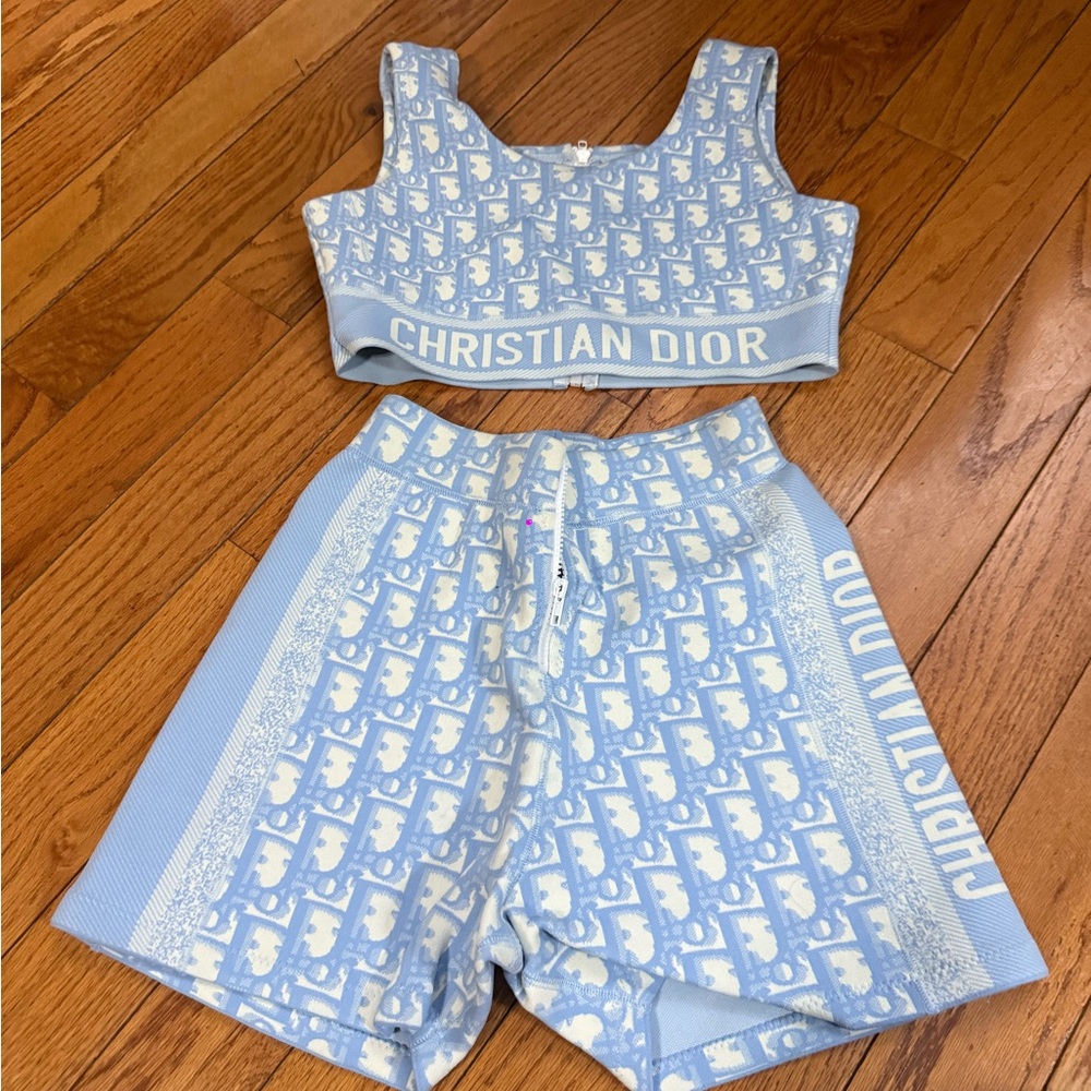 Dior Light Blue and Cream Patterned Set